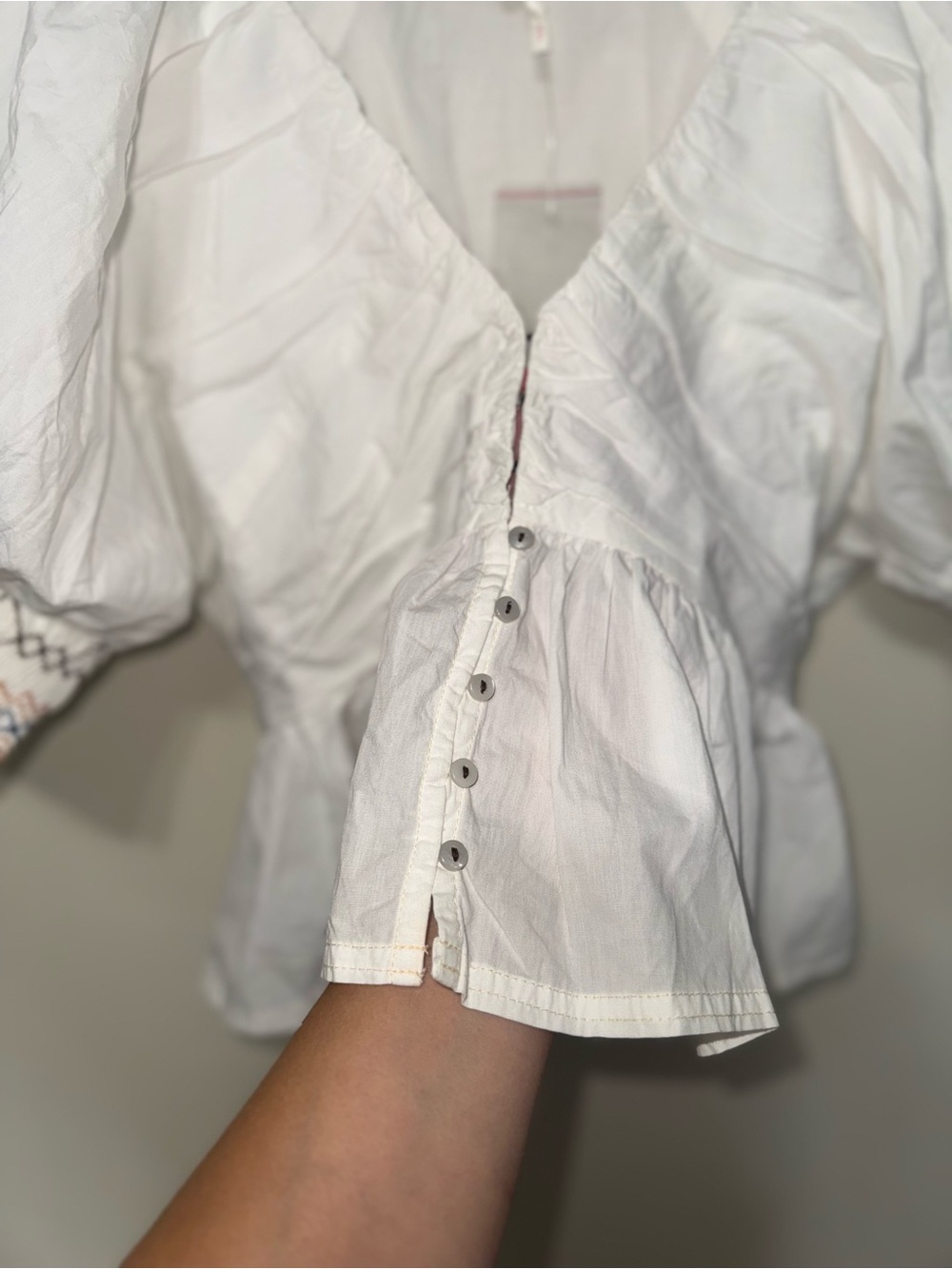 White Where We Met Cotton Button Down Blouse Free People S - Picture 4 of 5